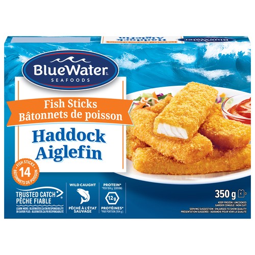 BlueWater Seafoods Frozen Fish Sticks Haddock 350 g