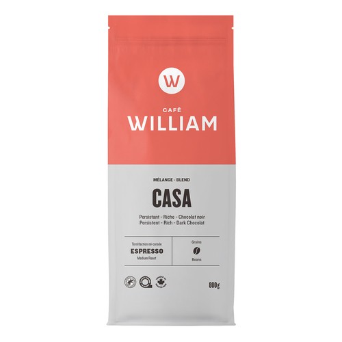 Café William Whole Bean Coffee Casa Espresso Medium Roast 800 g