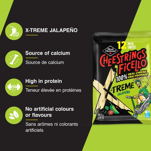 Black Diamond Cheestrings X Treme Jalapeño 12 Count