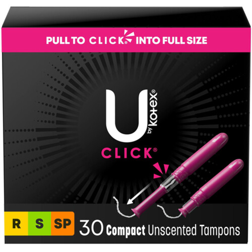 U by Kotex Click Compact Tampons Multi Pack Unscented 30 Count 