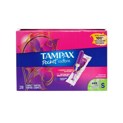 Tampax Pocket Radiant Tampons Super Unscented 28 Count
