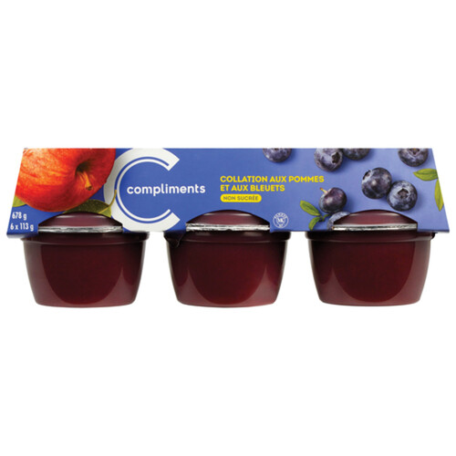 Compliments Snack Cups Unsweetened Apple Blueberry 6 x 113 g