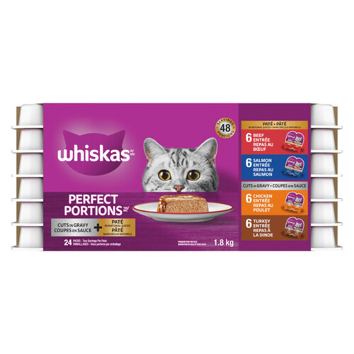 Whiskas Perfect Portions Cuts In Gravy Adult Wet Cat Food Variety Pack 24 x 75 g