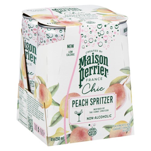 Maison Perrier Non Alcoholic Chic Peach Spritzer 4 x 250 ml (cans)