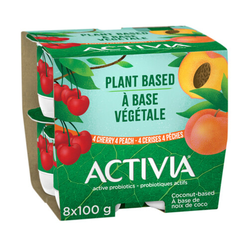 Activia Plant-Based Probiotic Yogurt Cherry and Peach 8 x 100 ml