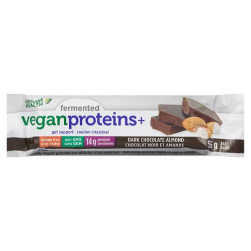 Genuine Health Gluten-Free Vegan Protein Bar Dark Chocolate Almond 55 g