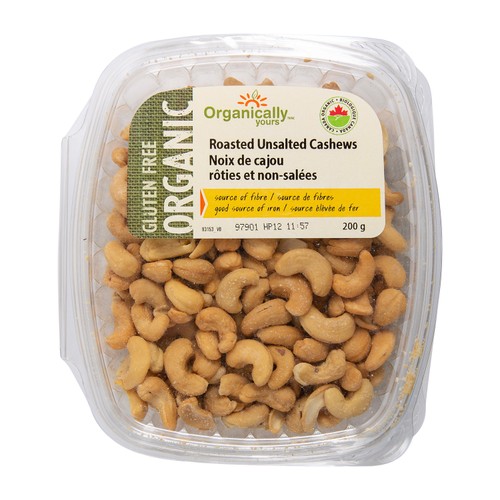 Organically Yours Roasted Unsalted Cashews 200 g