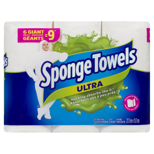 Sponge Towels Ultra Paper 6 Rolls