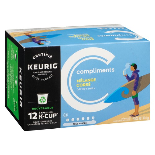 Compliments Coffee Pods Bold Blend Dark Roast 12 K-Cups 114 g
