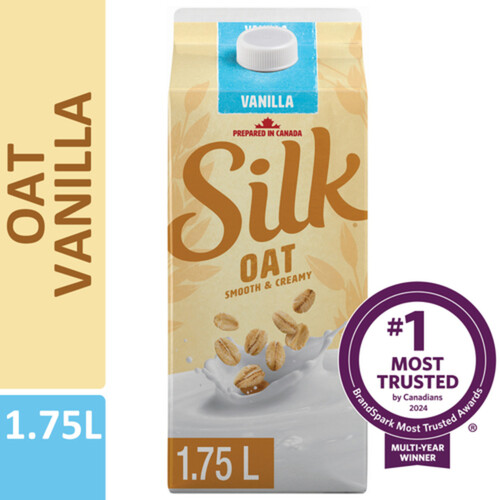 Silk Dairy-Free Plant Based Oat Beverage Vanilla Flavour 1.75 L