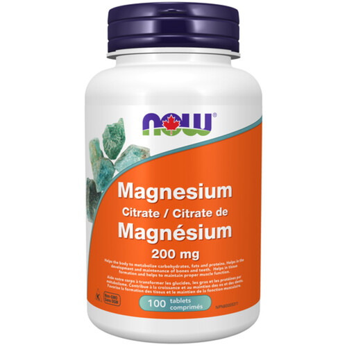 Now Magnesium Citrate 200 mg Tablets 100 Count