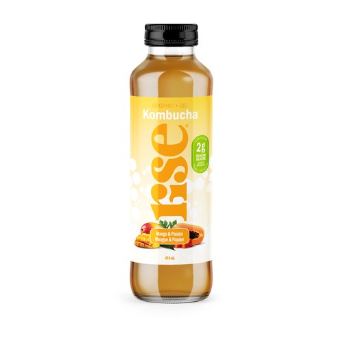 Rise Kombucha Organic Tea Mango & Papaya 414 ml (bottle)