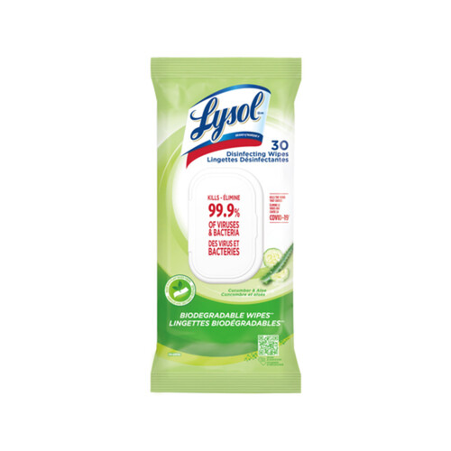 Lysol Disinfecting Wipes Cucumber Aloe 30 EA