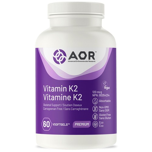 AOR K2 Vitamin 120 mg Vegi-Capsules 60 Count