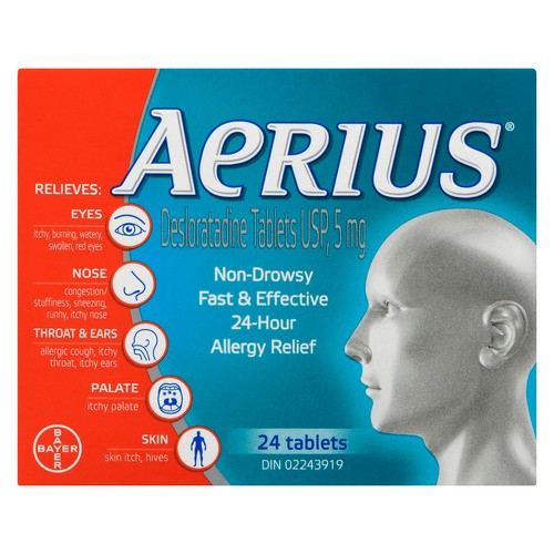 Aerius Allergy Relief 5mg Desloratadine Tablets 24 Count