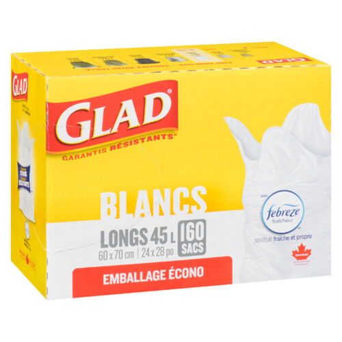 Glad Garbage Bags White Fresh Clean Scent Tall 45 L 160 Bags