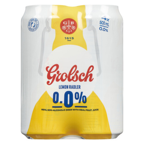 Grolsch Non Alcoholic Radler Lemon 4 x 500 ml (cans)