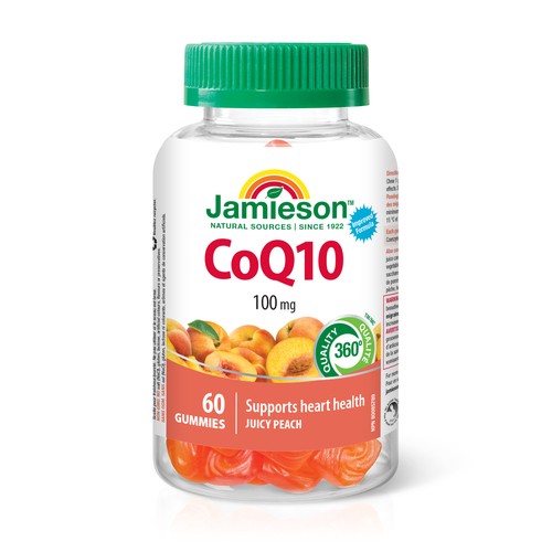 Jamieson Naturals Heart Health Supplement CoQ10 Gummies Juicy Peach 60 Count