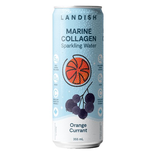 Landish Marine Collagen Sparkling Water Orange Currant 355 ml (can)