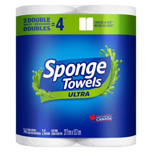 Sponge Towels Ultra Paper Towel 2-Ply 2 Double Rolls x 144 Sheets