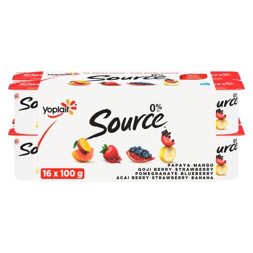 Yoplait Source 0% Yogurt Super Fruit Assorted Flavour 16 x 100 g