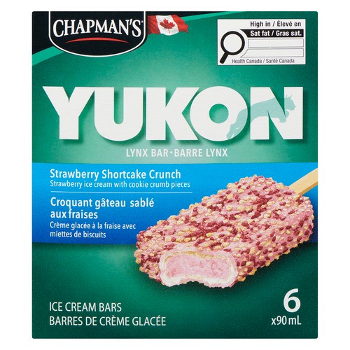 Chapman's Yukon Ice Cream Bar Strawberry Shortcake Crunch 6 x 90 ml