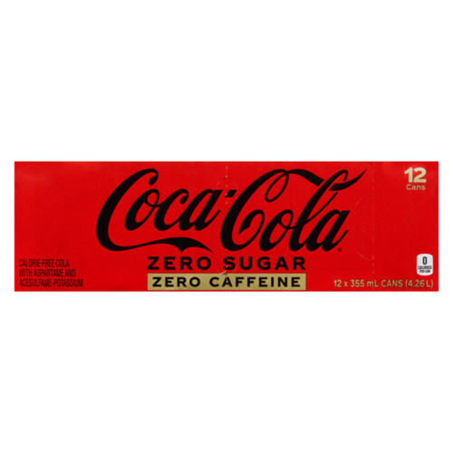 Coca -Cola Soft Drink Zero Sugar Caffeine Free 12 x 355 ml (cans)