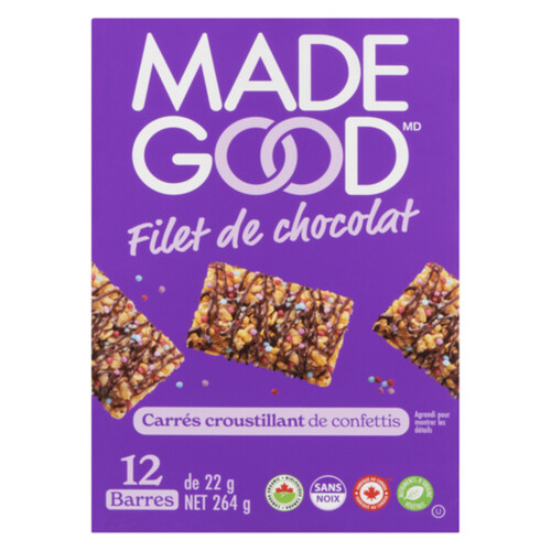 MadeGood Chocolate Drizzled Confetti Crispy Squares 12 x 22 g