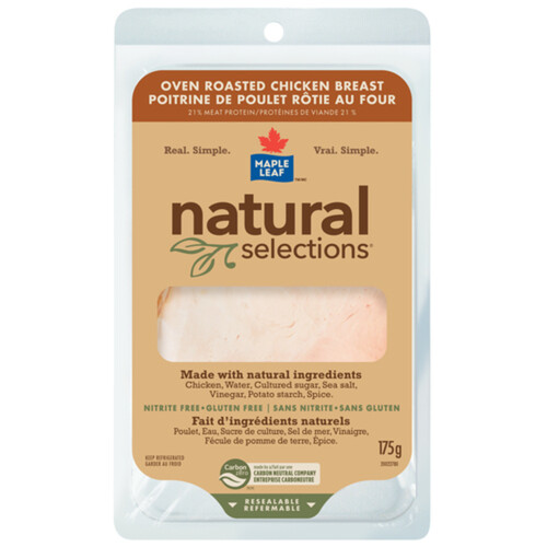 Maple Leaf Natural Selections Deli Chicken Breast Sliced Oven Roasted 175 g