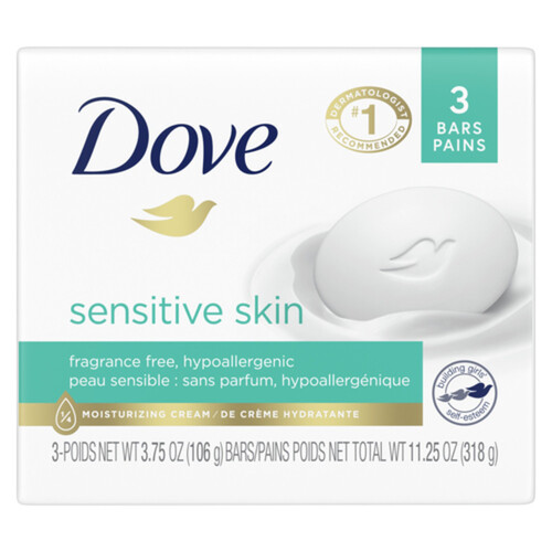 Dove Sensitive Beauty Bar Hypoallergenic With ¼ Moisturizing Cream 3 x 106 g 