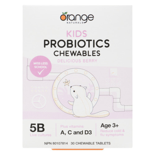 Orange Naturals Kids Probiotics Chewable Tablets Delicious Berry 30 Count