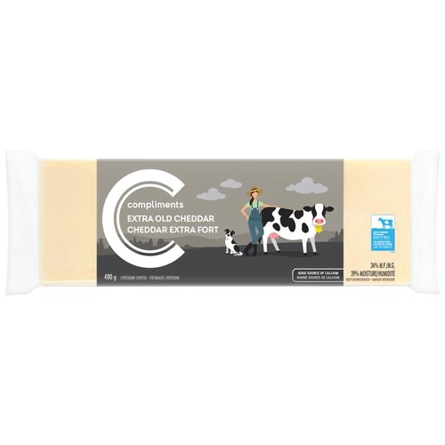 Compliments Block Cheese Extra Old Cheddar White 400 g
