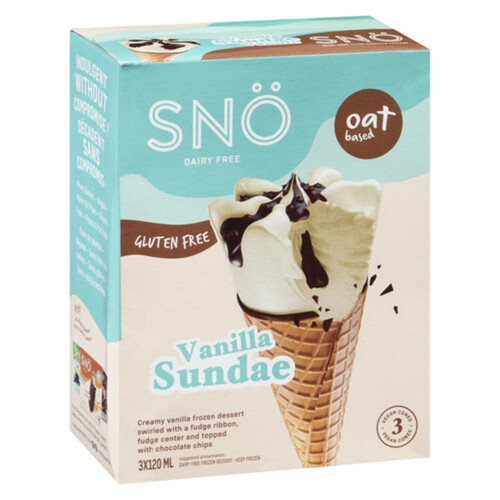 SNO Dairy-Free Vegan Frozen Dessert Vanilla Sundae 3 x 120 ml