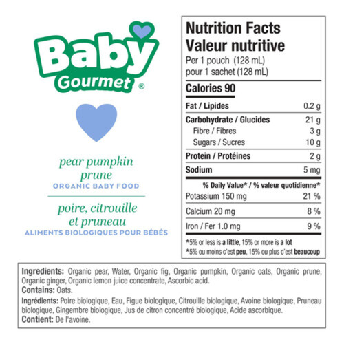 Baby Gourmet Organic Baby Food Pear Pumpkin & Prune 128 ml