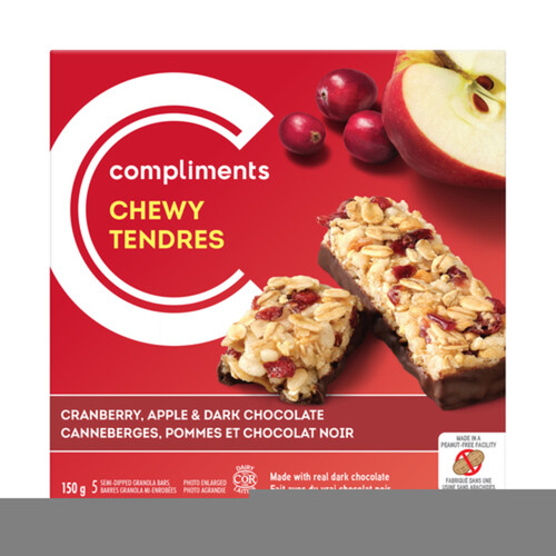 Compliments Chewy Granola Bars Cranberry Apple And Dark Chocolate 150 g