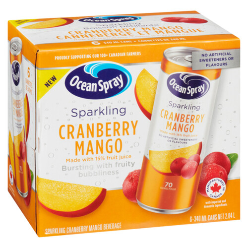 Ocean Spray Sparkling Juice Cranberry Mango 6 x 340 ml (cans)