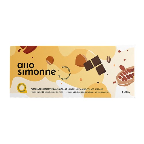 Allo Simonne Yellow Discovery Box Spreads Hazelnut & Chocolate 3 x 100 g