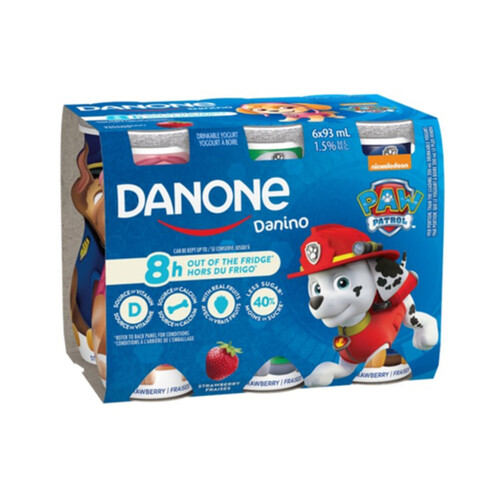 Danone Danino Drinkable Yogurt Strawberry Flavoured 6 x 93 ml (bottles)