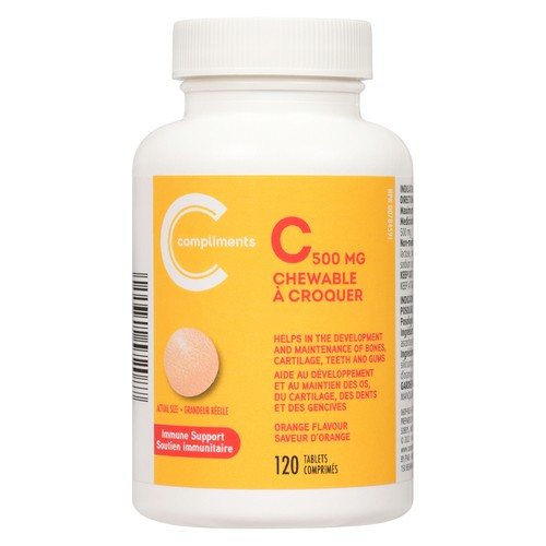 Compliments Immune Support Vitamin C 500mg Chewable 120 Count