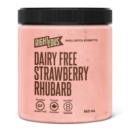 RIghteous Gelato Dairy-Free Strawberry Rhubarb Sorbetto 562 mL