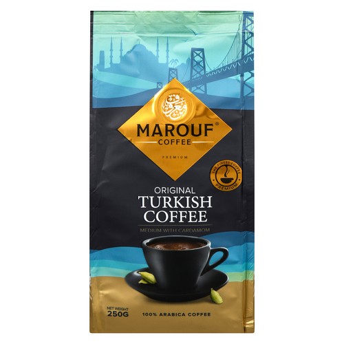 Marouf Coffee 100% Arabica Coffee Original Turkish Medium with Cardamon 250 g