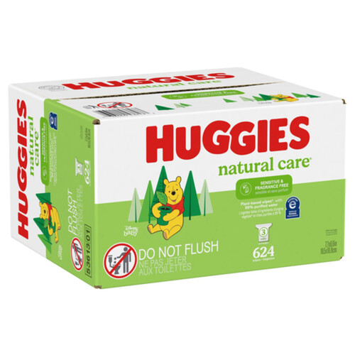 Huggies Baby Wipes Natural Care Sensitive Unscented Refill 3 Pack 624 Count