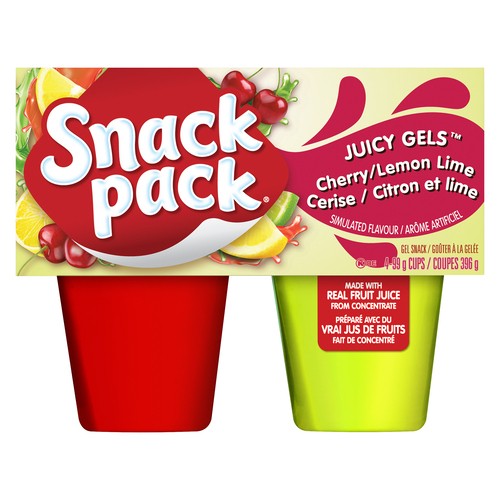 Snack Pack Juicy Gels Cherry Lemon Lime 4 x 99 g - Voilà Online