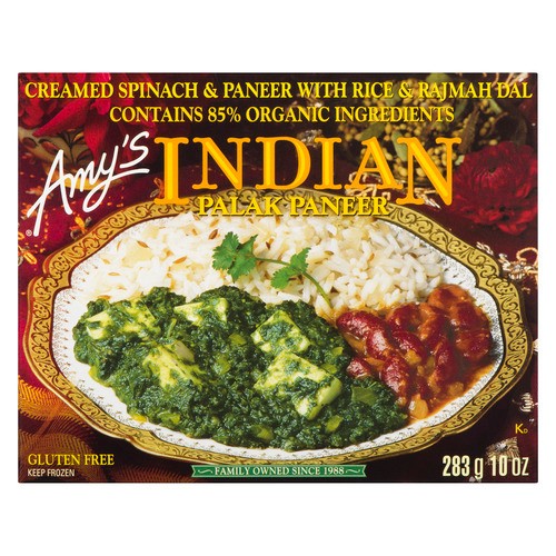 Amy's Kitchen Gluten-Free Frozen Paneer Indian Palak 283 g