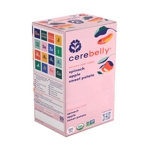 Cerebelly Canada Organic Baby Puree Spinach Apple 3 Pack 128 ml