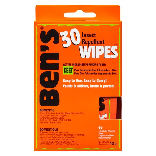 Ben's 30 Insect Repellent Wipes 12 Count