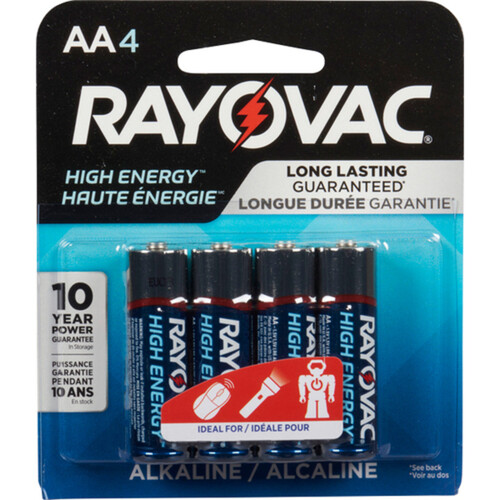 Rayovac Alkaline Batteries High Energy AA 4 Pack