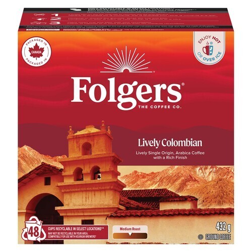 Folgers Coffee Pods Lively Colombian Medium Roast 48 K-Cups 432 g