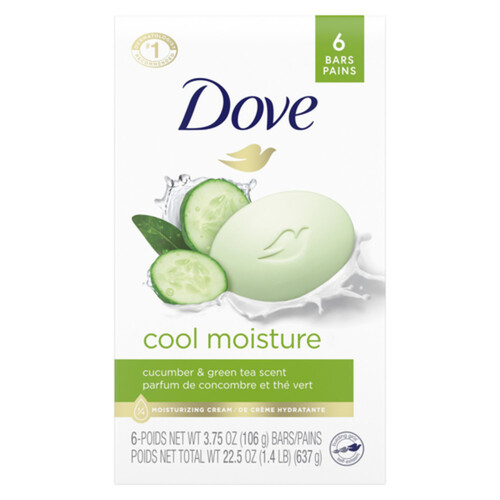 Dove Cool Moisture Refreshing Beauty Bar Cucumber And Green Tea 6 x 106 g