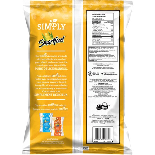 Simply Smartfood Popcorn White Cheddar 156 g